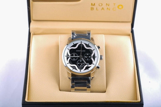 Montblanc Watch For Men* Unique Stylish Dial Silvergold & Black Color Material: Stainless Steel Movement Quartz’s