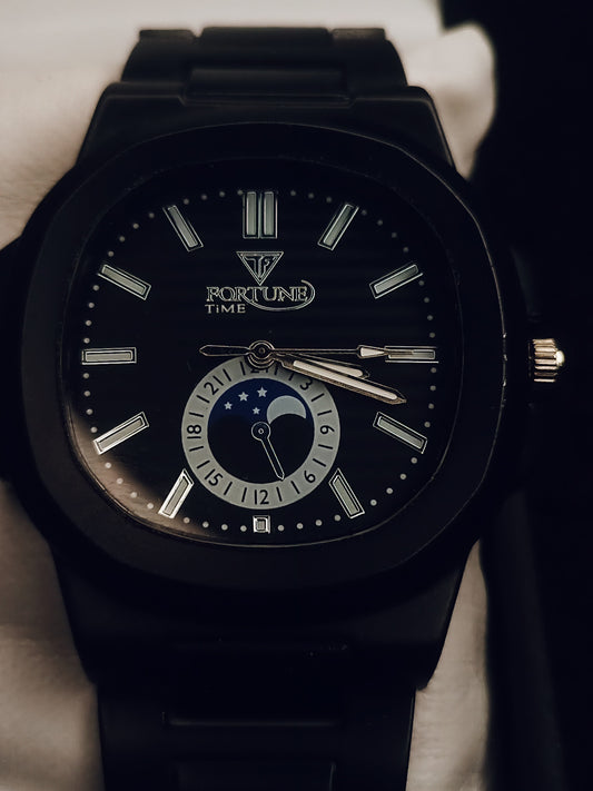 Couple Luxury Black Stainless Steel Analog Watch – Matching His & Hers Set