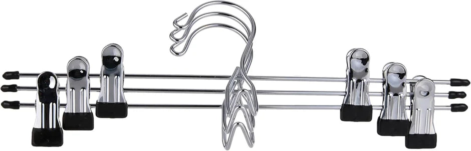 Metal Clothes Hangers with Silver Clip - Pack of 3