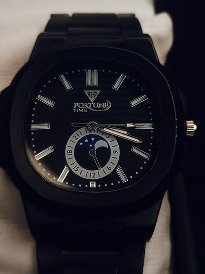 Couple Luxury Black Stainless Steel Analog Watch – Matching His & Hers Set