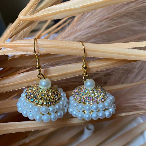 Elegant Crystal Beaded Jhumkay – Sparkling Charm for Every Occasion